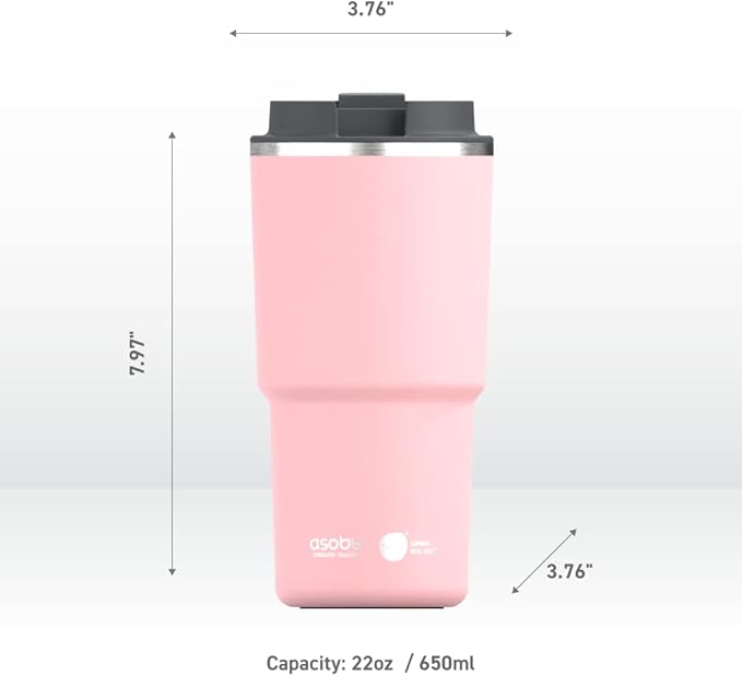asobu 22oz Extra Large Ceramic-Lined Travel Mug with No Metal Taste-Keeps Flavors True - Double-Wall Vacuum Insulated Coffee Mug with Spill-Proof Pop-Open Lid for Hot Drinks