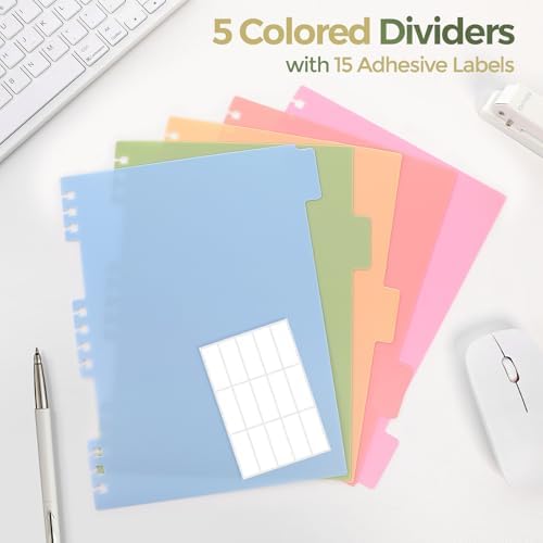 SKYDUE 5 Subject Notebook with Dividers and Tabs, 8" x 10" College Ruled Notebook for Work, 300 Pages Spiral Journal for Women, Green