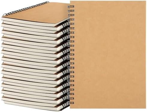 MIVIDE 24 Pack A5 Bulk Spiral Notebooks with Kraft Cover, 8.3 x 5.8 Inch 60 Pages Hardcover Spiral Lined Notebook Journal, Lined Travel Bulk Writing Paper Notebook for School Business Office Supplies