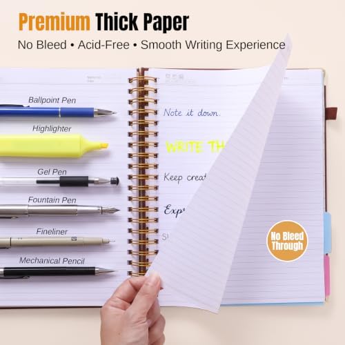5 Subject Notebook College Ruled, Big Hardcover Spiral Notebook 8.5" x 11"