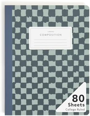 U Brands Composition Notebook, Checkered, College Ruled, 80 Perforated Sheets, 9.8 x 7.5 Inches, Reinforced Softcover Binding
