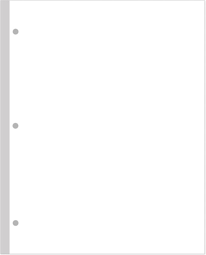 A4 Blank Filler Paper, 3-Hole Blank Paper, 100Sheets / 200Pages Loose-Leaf Paper, 100gsm White Paper, 8.5'' x 11''