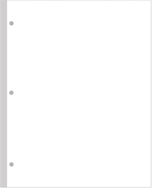 A4 Blank Filler Paper, 3-Hole Blank Paper, 100Sheets / 200Pages Loose-Leaf Paper, 100gsm White Paper, 8.5'' x 11''