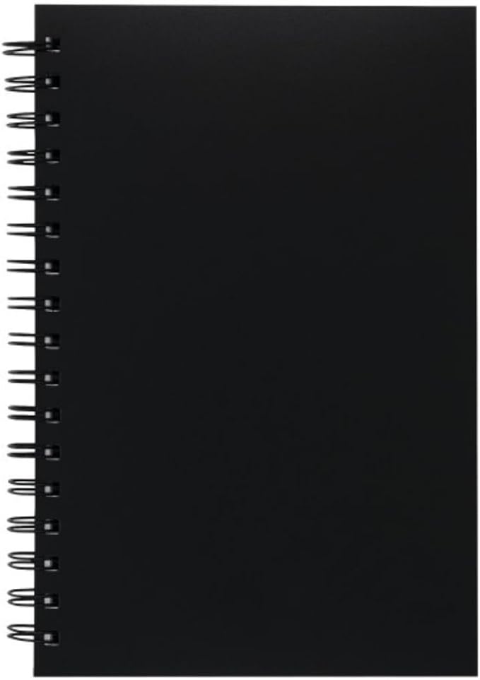 UCREATE Poly Cover Sketch Book, Heavyweight, 70 lb., Side Spiral Bound, 6" x 9", Black, 75 Sheets/Sketch Book, Case of 12, 900 Sheets Total