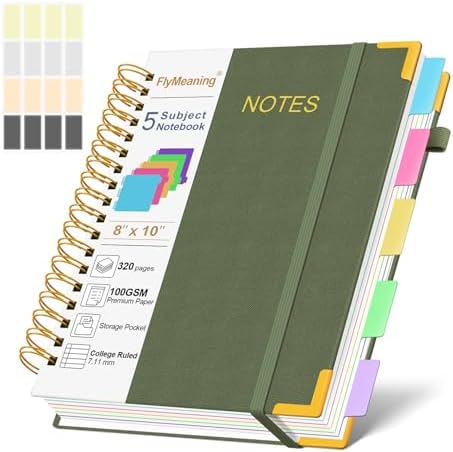 Hardcover Spiral Notebook Journal with Removable Dividers Tabs