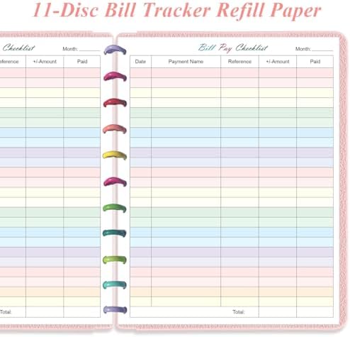 (2-Pack) A4 TUL Bill Payment Checklist Refills - 100 Sheets/200 Pages Letter Size Monthly Budget Forms for 11-Disc Discbound Budget Planners, 8.5" x 11"