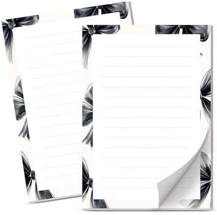 Lined Sticky Notes 4x6 in, 2 Pack Large Cute Notepads with Lines Self-Stick Note Pad, Funny Memo Pads Strong Adhesive for Office, Home Black Cute Bowtie