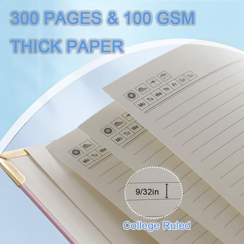 Hardcover Spiral Five Subject Notebook, Multi Subject Notebooks, Pink