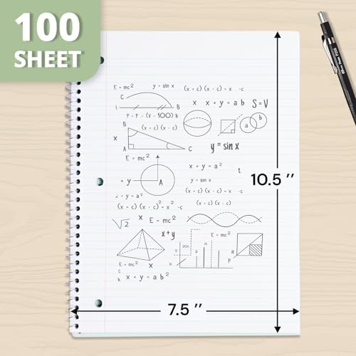 ONAVIA 1 Subject Spiral Notebook College Ruled 5 Pack, 140 Pages, Black