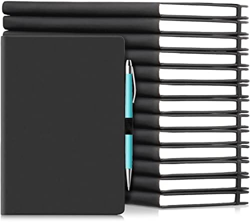 Laumoi 14 Pack Lined Journal Notebooks 5.5 x 8.2 Inch A5 Hardcover Notebook College Ruled Notepad with Pen Holder PU Leather Ruled Lined Journals for School Business Work Writing(Black)