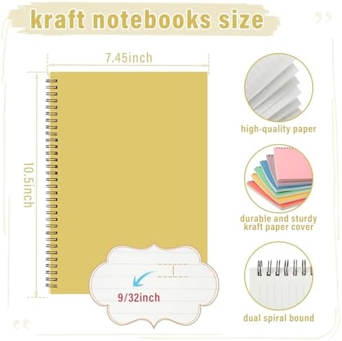 Fuutreo 6 Pack Spiral Notebook 10.5x7.45" Notebook,Bright Color,Candy