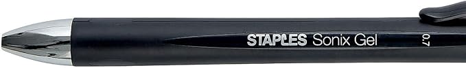 Staples Sonix Retractable Gel Pens, Medium 0.7mm, Black Ink, 36-Pack | Smooth-writing gel pens for office and classroom everyday use.