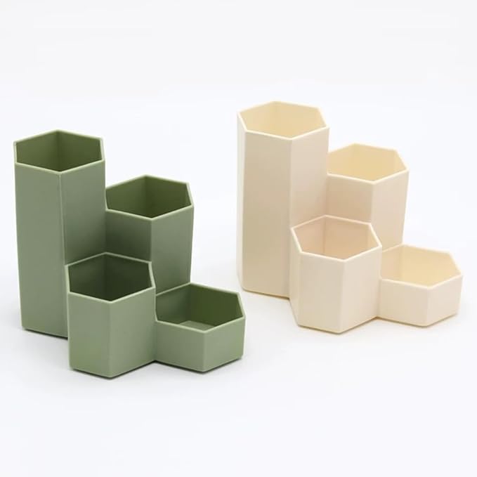 Pencil Organizer Pen Holder for Desk Pens Cup Small Desk Organizer Cute Pen Holder for Office,School and Home (White, L-Shape)