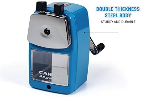 Carl Angel-5 (Black) Heavy-Duty Artist & Teacher Pencil Sharpener – Precision Manual Crank with Auto-Stop, Colored Pencil Compatible, Quiet Operation, Durable Japanese Design.