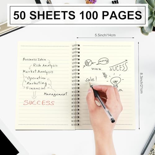 Yahenda 3 Pcs Spiral Notebooks, 1 Subject, Wide Ruled, Black