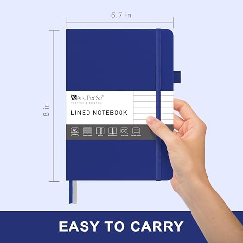 &And Per Se Lined Journal Notebook – A5 5.7”x8” College Ruled, 160 Pages, 100gsm Thick Paper, Journaling Notebooks for Writing (Royal Blue)