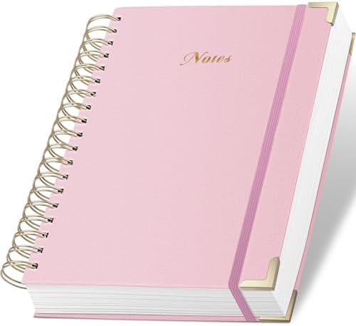 Spiral Notebook Journal, 328 Pages Linen Hardcover College Ruled Notebook, Lined Thick Journals for Women Men, A4 Thick Spiral Journal for Writing, 100GSM Paper, Cute Notebooks for Work School