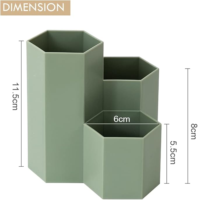 Pen Holder for Desk Pencil Organizer Small Desk Accessories Organizer Cute Pens Cup for Office,School and Home (Green, Triangular)
