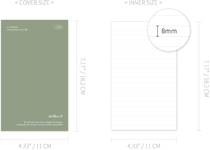 Monolike Archive 247 Solid PVC Handy Notebook, Khaki - Exposed Binding, PVC cover, Academic, Journal, Diary, 160pages