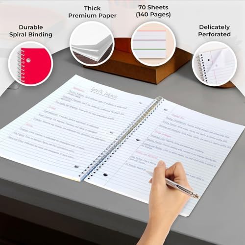 Rosmonde 100 Pack, 1 Subject Spiral Notebook College Ruled Bulk, 70 Sheets