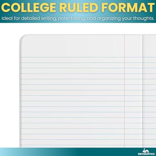 1InTheOffice Composition Notebooks College Ruled, Composition Book, College Ruled Composition Notebook, Assorted Colors 9.75 x 7.5, 4 Pack