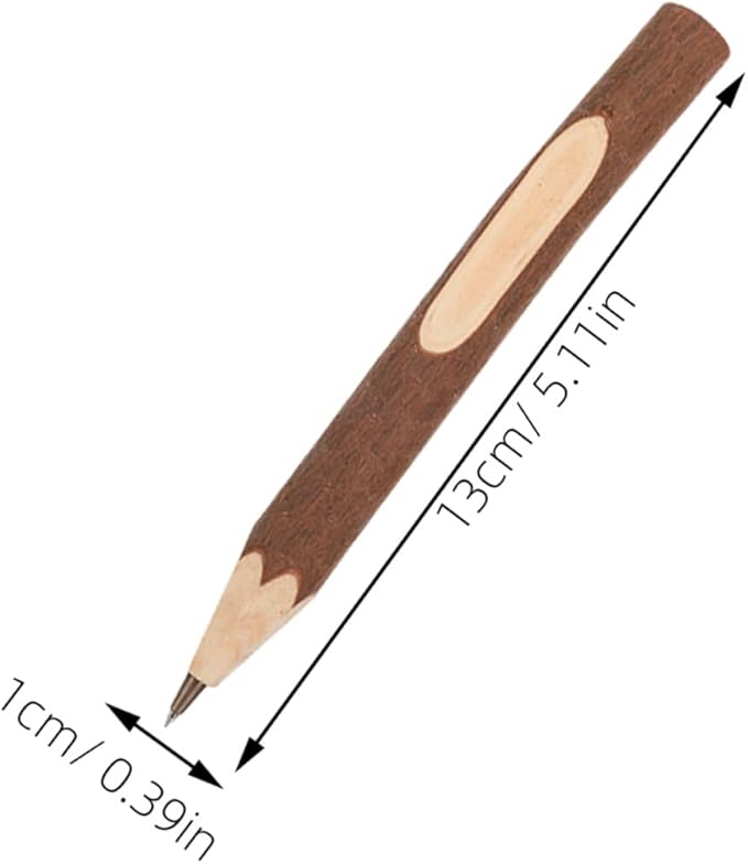 INOOMP 10pcs Small Natural Tree Bark Texture Wooden Ballpoint Pens 13cm Portable Multi-function Writing Pens Eco-friendly Biodegradable Office Supplies