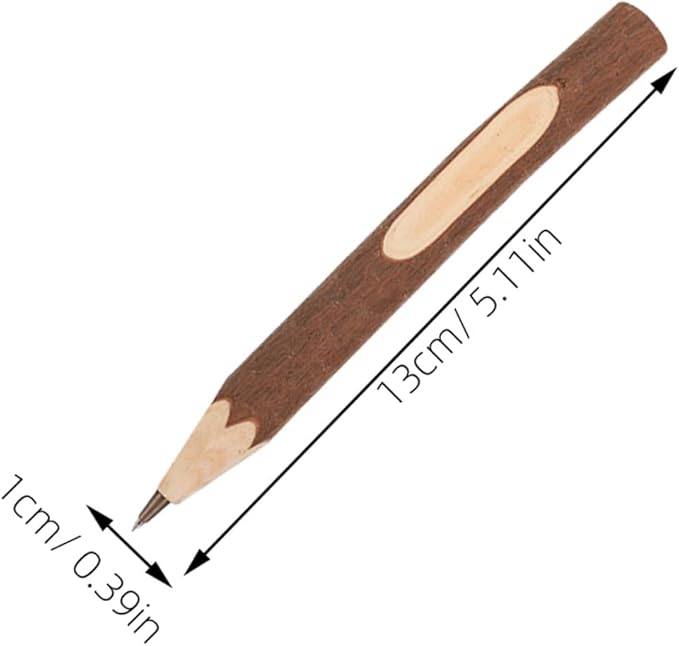 FOMIYES Natural Wood Ballpoint Pens Set of 10, 13cm Small Wooden Ballpoint Writing Pens with Tree Bark Texture, Biodegradable Household and Home Office Writing Supplies