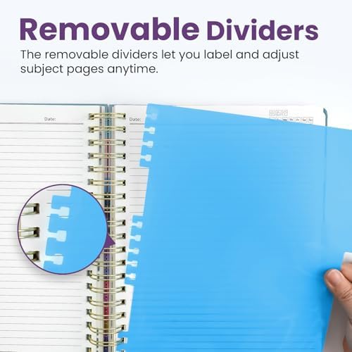 Taja Large Spiral Notebooks for Work 5 Subject with Removable Dividers