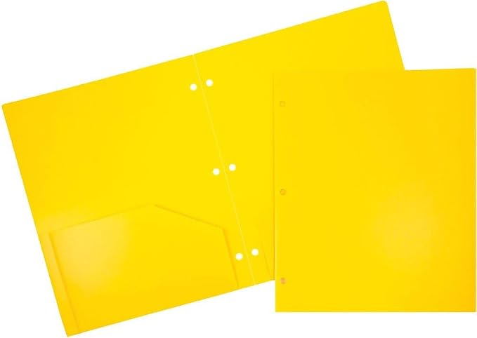 JAM PAPER Heavy Duty Plastic 3 Hole Punch Pocket Folders - Extra Tough School Folders - Assorted Fashion Colors - 24 Folders/Pack (4 Assorted Packs of 6)