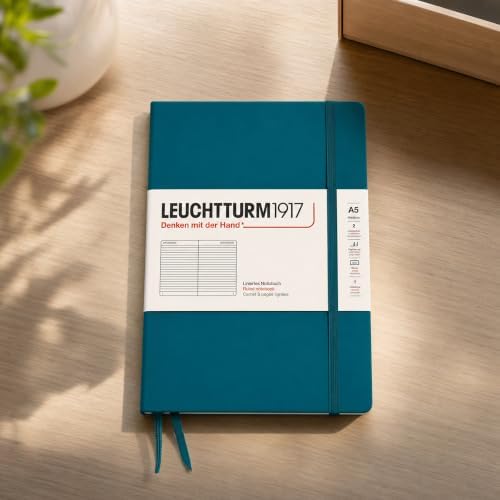 LEUCHTTURM1917 - Notebook Hardcover Medium A5-251 Numbered Pages for Writing and Journaling (Pacific Green, Ruled)