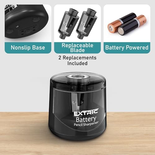 Battery Powered Electric Pencil Sharpener for #2 and Colored Pencils, Portable Sharpener for 6-8mm Pencils, Small Electronic Pencil Sharpeners for Home, School, Classroom, and Office Use