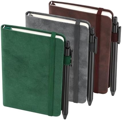 Thboxes 3 Pack Pocket Notebook Journals, A6 Mini Ruled Hardback Notepad Set