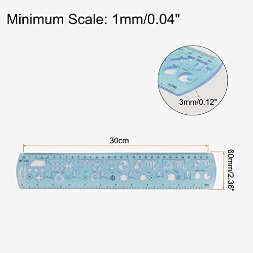 HARFINGTON 2pcs Unbreakable Flexible Rulers 30cm/12 Double Scale Shatterproof Folding Plastic Ruler for Classrooms Home Office, Light Blue