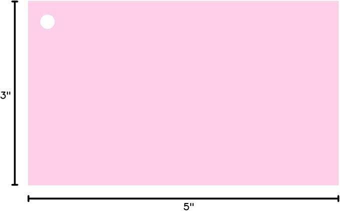 Colonial Cards: 150 Color Cardstock 3" x 5" Index Cards, Unruled with Corner 1-Hole Punched and 4 Binder Rings, Pink