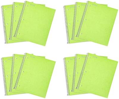 Mintra Office Durable Spiral Notebooks, 1 Subject, (Green, Wide Ruled 12pk), 100 Sheets, Poly Pocket, Moisture Resistant Cover, School, Office, Business, Professional