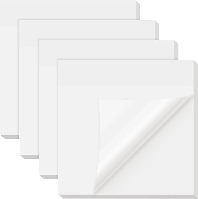 EUSOAR Transparent Sticky Notes, 400 Sheets PET Waterproof Book Markers Clear Sticky Notes 3x3, Self-Adhesive Bible Page Flags Stickers Nursing Students Note Pads for Home Office Work Memo Reminders