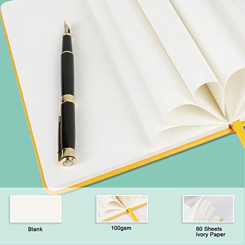 Blank Journal Notebook, (Yellow), 160 Pages, Medium 8.3x5.7 inches - 100 gsm Thick Paper, Hardcover