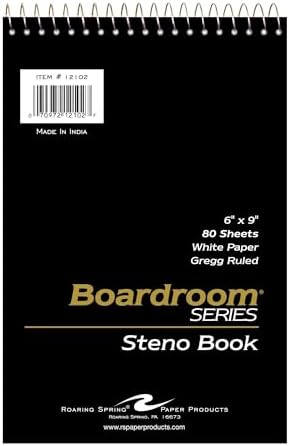 ROARING SPRING Spiral Steno Pads, Case of 72, 6"x9", Gregg Ruled, 80 Sheets