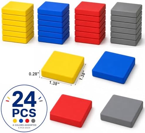 24 Pack Kneaded Erasers, Assorted Colors, for Artists,Drawing,School Supplies,Sketching Supplies and Office (Blue/Red/Yellow/Grey)
