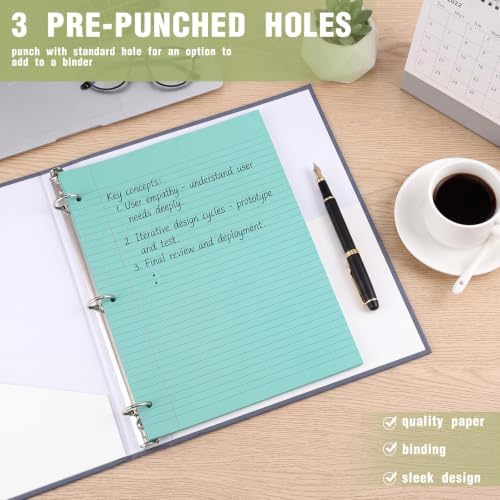 PerKoop 600 Sheets Colored Loose Leaf Paper 8.5" x 11" college ruled Lined 3 Hole Punched notebook Filler Paper for 3 Ring Binders Office School Supplies (Pastel Colors)