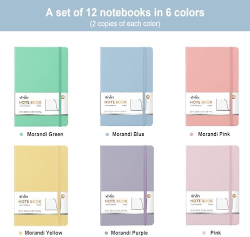 ViVin 24 Pack A5 Hardcover Lined Notebook,192 pg College Ruled 5.5x8.3