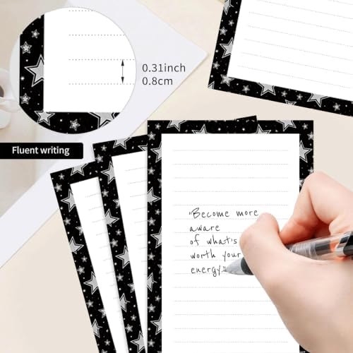 2 Pack Lined Sticky Notes 4x6 in, Cute Self-Stick Notepads with Lines, Large Memo Pads Strong Adhesive for Office, Home Black Stats