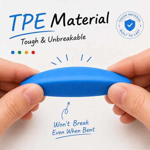 Triangular Erasers, Pencil Eraser with Clean Dust-Free Erasing, Ergonomic Grip Design, Erasers for Pencils, Rubber Eraser Colorful 8-Pack for Kids, School, Office & Home