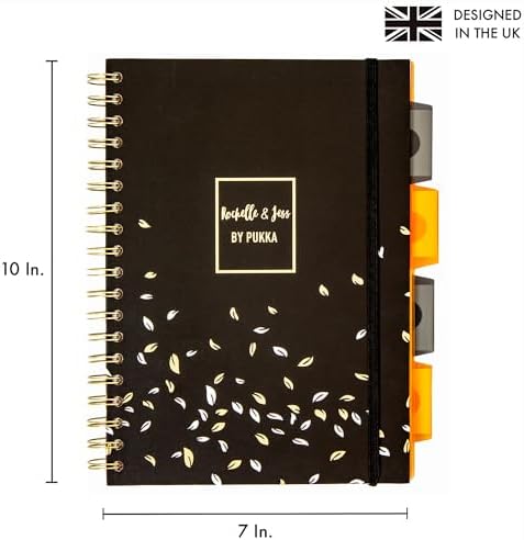 Pukka Pad 5 Subject Spiral Notebook 12-Pack - 200 Pages, 100 Sheets of 80GSM Paper with Repositionable Dividers & Perforated Edges for Office Planning & Organization - B5-7 X 10, Rochelle & Jess