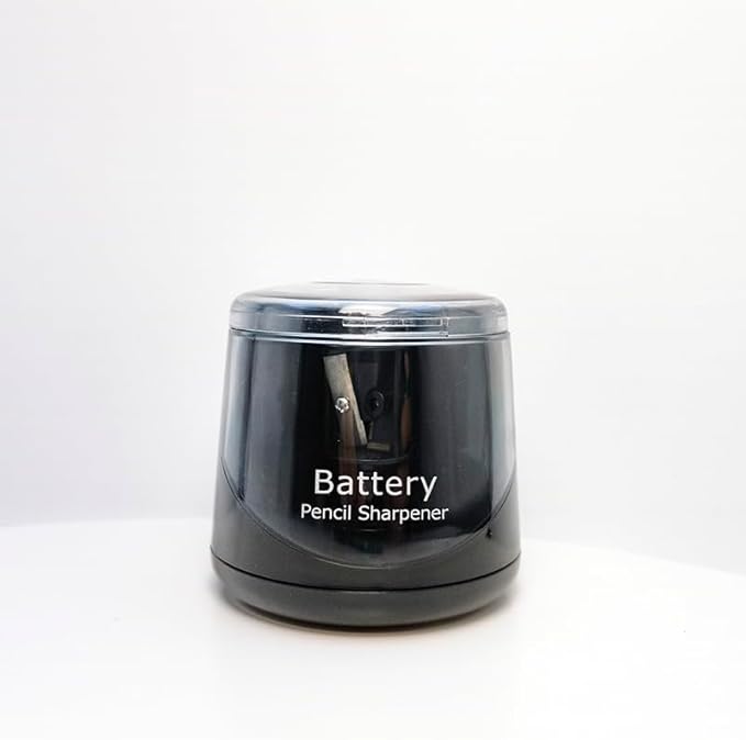 Battery Pencil Sharpener, Heavy-Duty Helical Blade to Fast Sharpen, Auto Stop for No.2/Colored Pencils(6-8mm), AC Adapter/Battery Operated in School Classroom/Office/Home (Black)