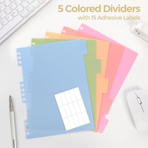 SKYDUE Notebooks for Work, 5 Subject Notebook with Dividers and Tabs, 8" x 10" College Ruled Notebook, 300 Pages Spiral Journal for Women, Green