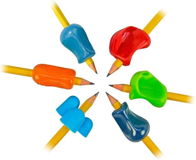 The Pencil Grip Premium Pencil Grips, Universal Ergonomic Writing Aid For Righties And Lefties, Colorful Pencil Grippers, Assorted Colors & Styles, 12 Count - PGP-012