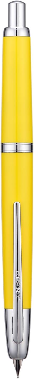 Jinhao 20 Press Fountain Pen, Lemon Yellow Retractable Extra Fine Nib with Ink Converter Set (Silver Clip)