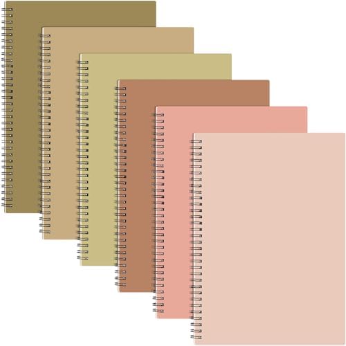 Fuutreo 6 Pack Spiral Notebook 10.5x7.45 Notebook,Lovely Color,Nut