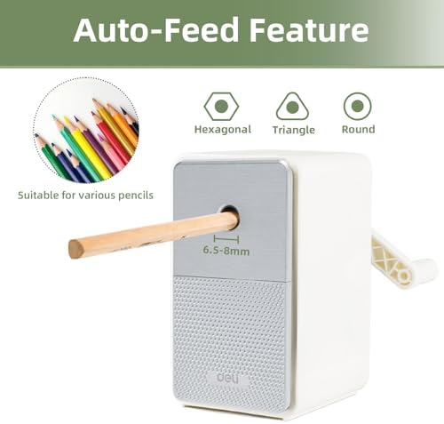 Deli Manual Pencil Sharpener, White